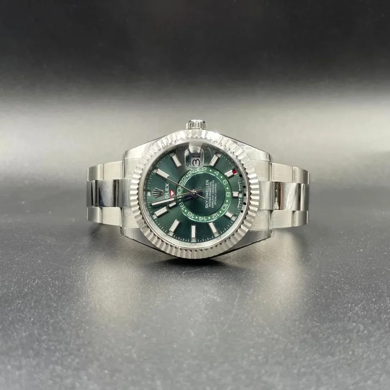 Thumb Sky-Dweller Stainless Steel - White Gold / Green / Oyster