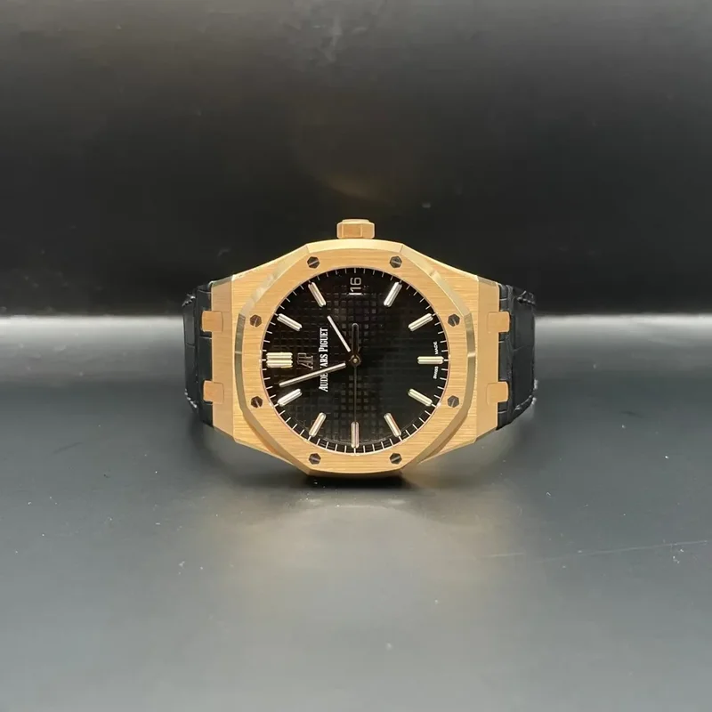 Royal Oak 15500 Pink Gold / Black / Strap