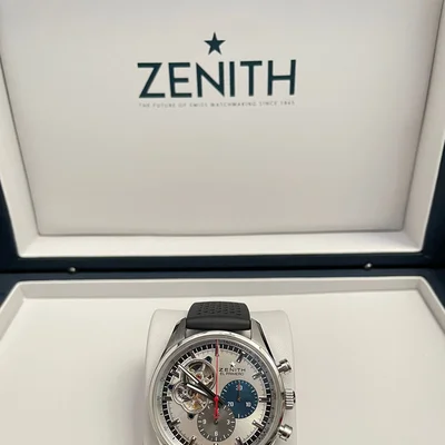 El Primero Chronomaster Open Stainless Steel / Silver 1969 / Rubber