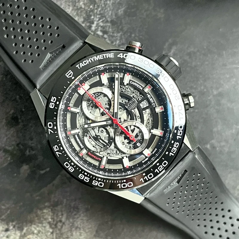 Carrera Calibre Heuer 01 45 Stainless Steel / Skeleton / Rubber