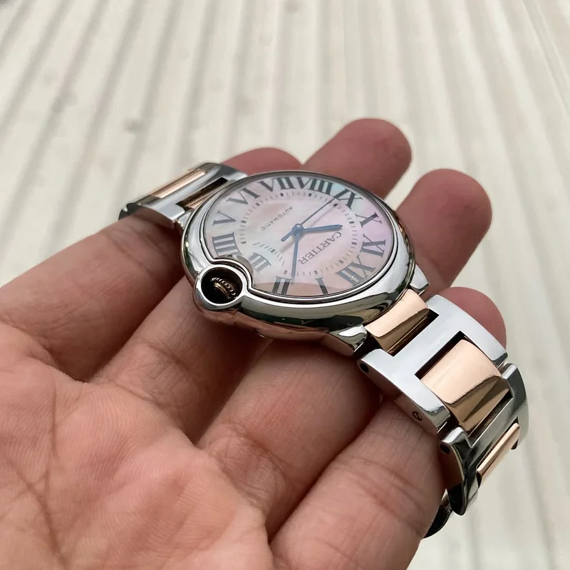 Thumb Ballon Blue de Cartier 36 Automatic Stainless Steel / Pink Gold / Mother of Pearl / Bracelet