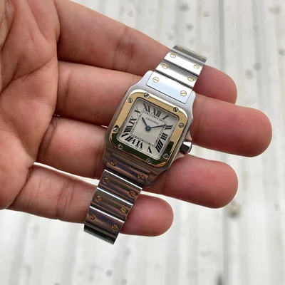 Santos Galbee Two Tone Yellow Gold White Dial