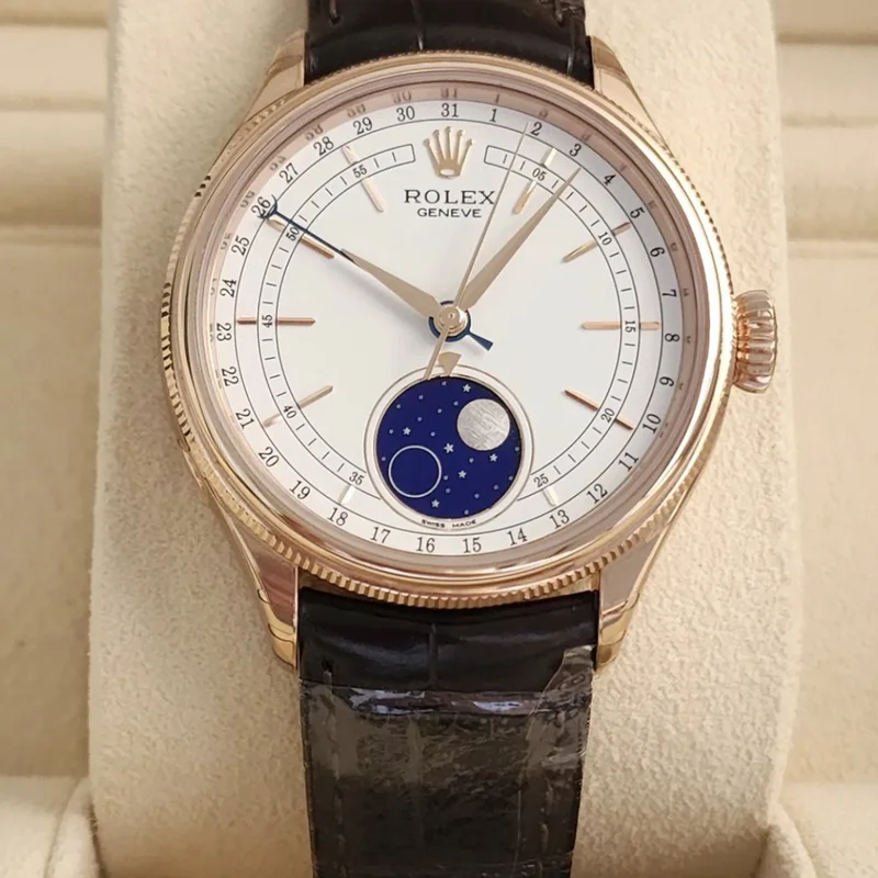 Thumb Cellini Moonphase Everose / White / Alligator