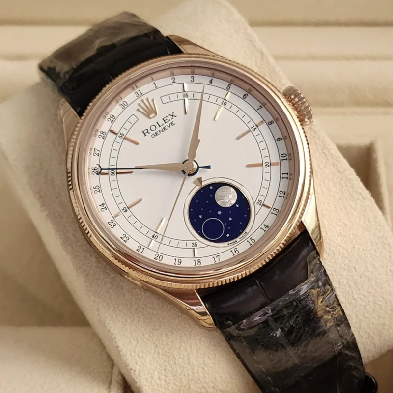Thumb Cellini Moonphase Everose / White / Alligator