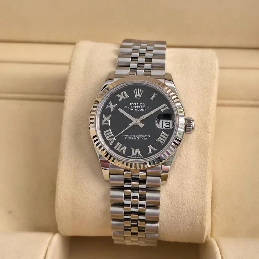 Datejust 31 Stainless Steel Fluted / Jubilee / Black - Roman