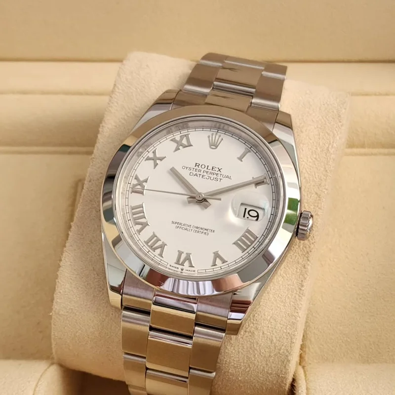 Datejust 41 Stainless Steel Smooth / Oyster / White Roman