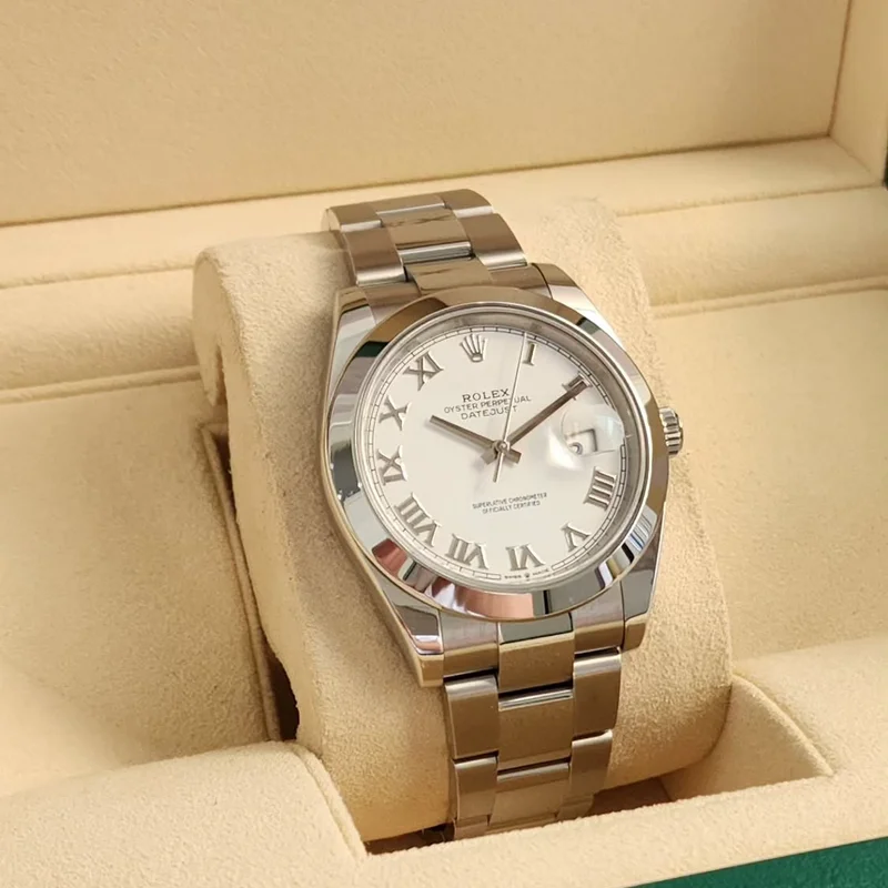 Thumb Datejust 41 Stainless Steel Smooth / Oyster / White Roman