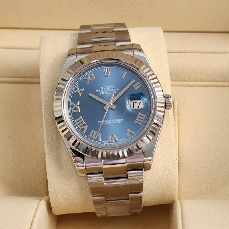 Datejust 41 Stainless Steel Fluted / Blue - Roman / Oyster