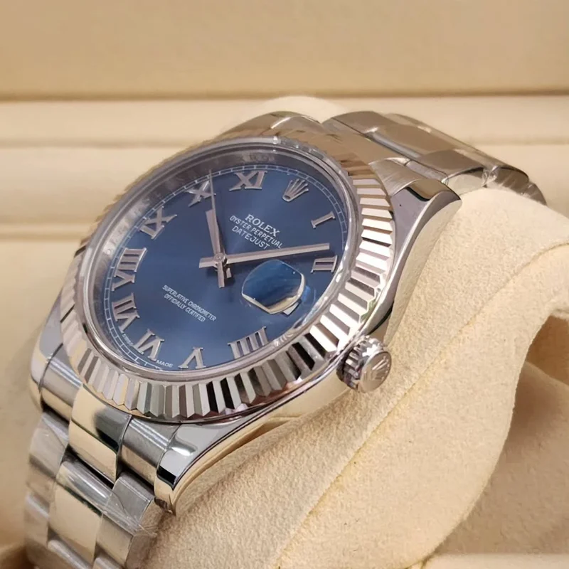 Thumb Datejust 41 Stainless Steel Fluted / Blue - Roman / Oyster