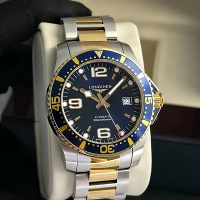 HydroConquest 41 Automatic Stainless Steel / Yellow Gold / Blue