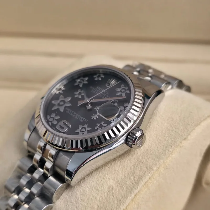 Thumb Datejust 31 Stainless Steel Fluted / Jubilee / Dark Rhodium Floral