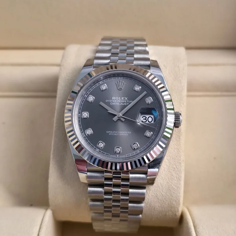 Datejust 41 Stainless Steel Fluted / Jubilee / Dark Rhodium - Diamond