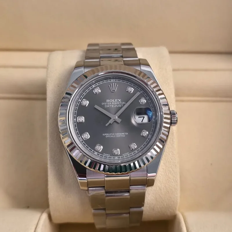 Datejust 41 Stainless Steel Fluted / Oyster / Dark Rhodium - Diamond