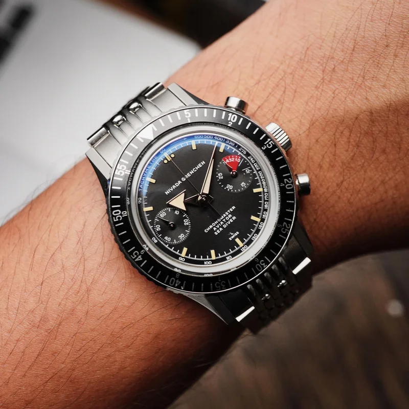 Thumb Chronomaster Aviator Sea Diver Manual Stainless Steel / Black / Bracelet