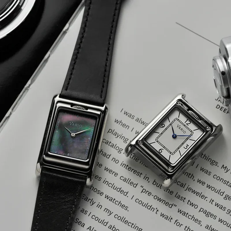 Thumb Vario VERSA Reversible Dual Time Silver-Black MoP Watch