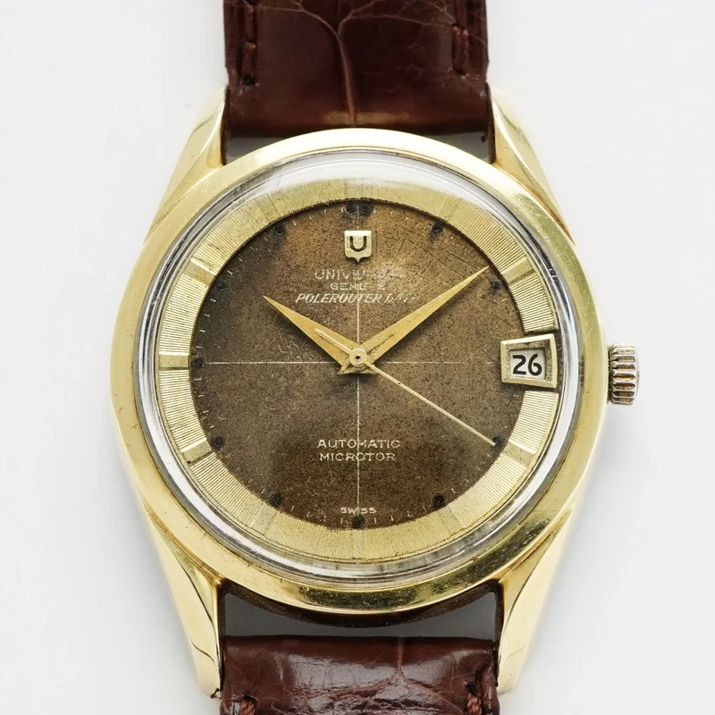 Universal Genève Polerouter Date Ref. 204504/2 Tropical Choco Crosshair Dial