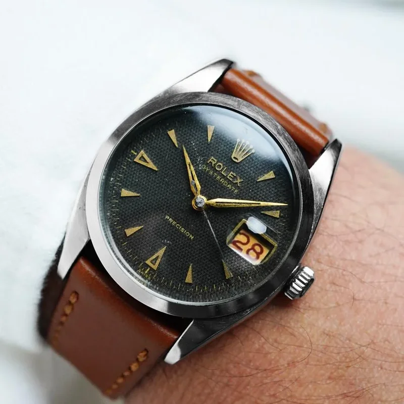 Thumb Rolex Oysterdate Precision Waffle Black Dial