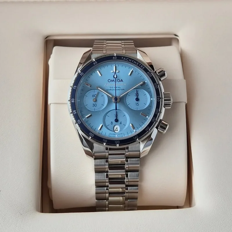 Speedmaster Co-Axial 38 Stainless Steel / Blue / Bracelet