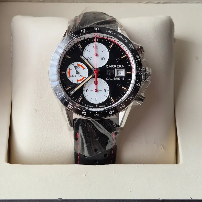 Carrera Calibre 16 41 Stainless Steel / Black Retro / Indy 500
