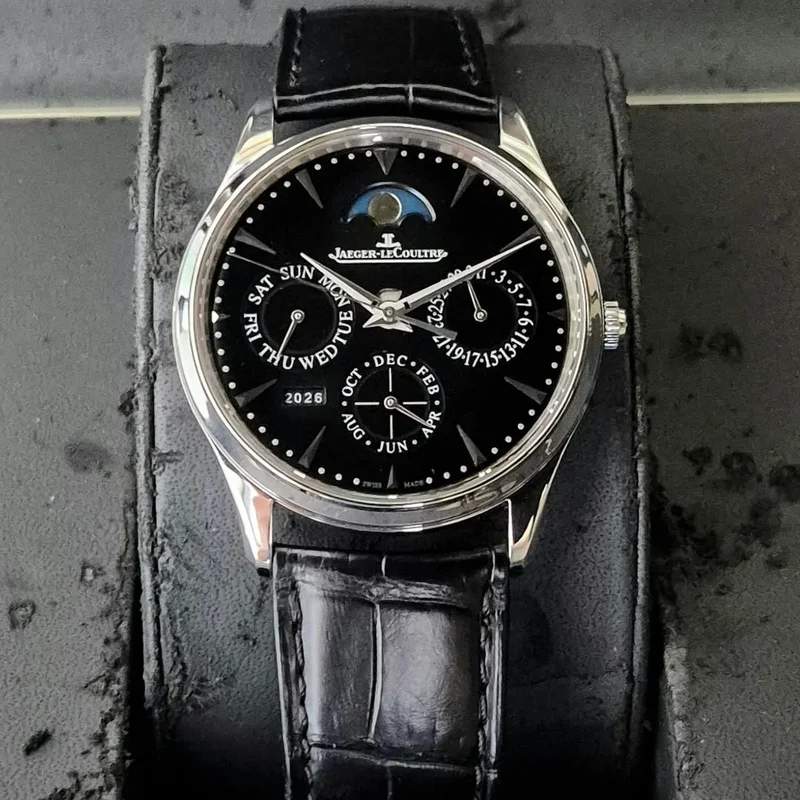 Master Ultra Thin Perpetual Stainless Steel / Black / Alligator
