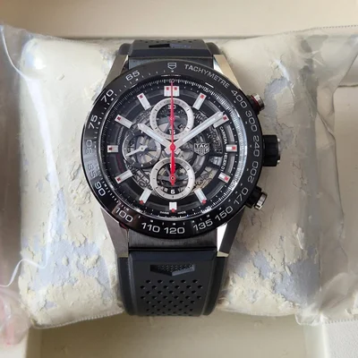 Carrera Calibre Heuer 01 45 Stainless Steel / Skeleton / Rubber