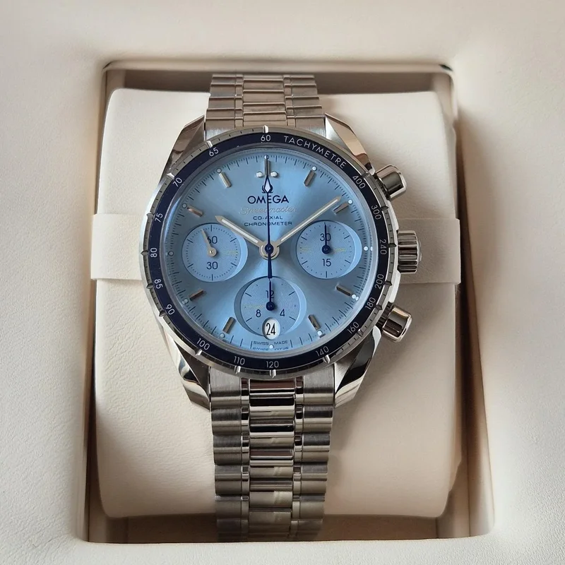 Speedmaster Co-Axial 38 Stainless Steel / Blue / Bracelet