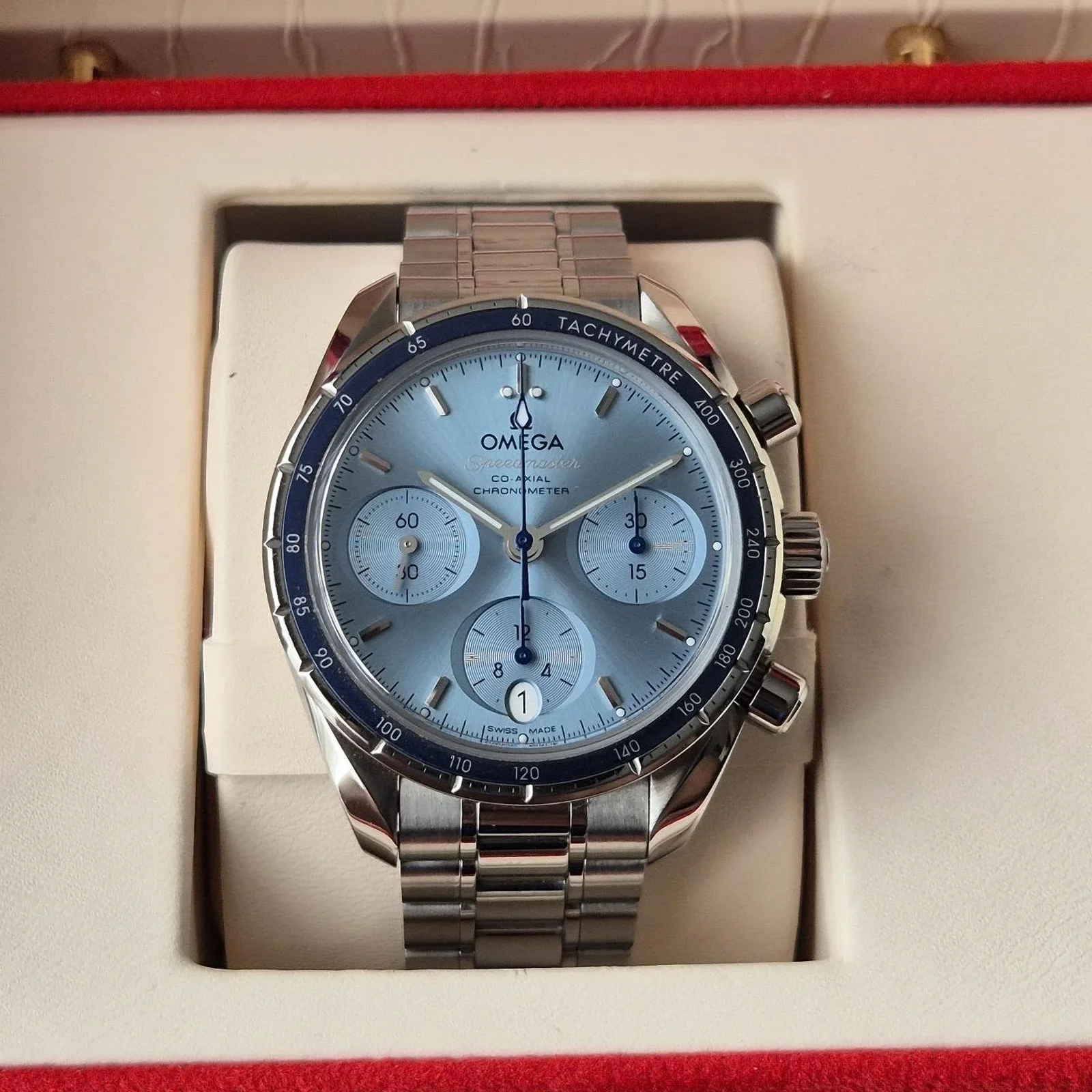 Speedmaster Co-Axial 38 Stainless Steel / Blue / Bracelet