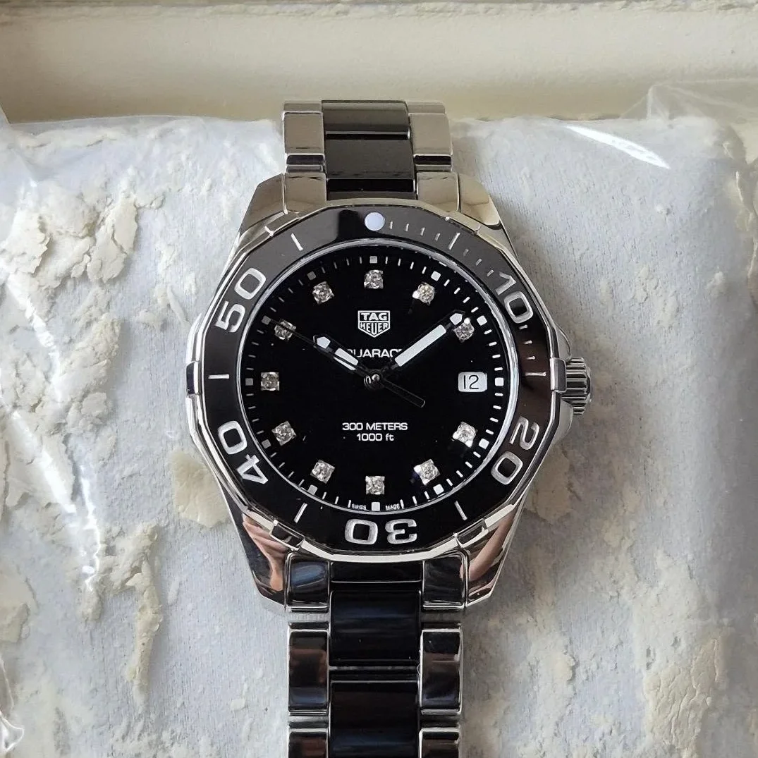 Aquaracer 300M Quartz 35 Stainless Steel / Black - Diamond / Bracelet