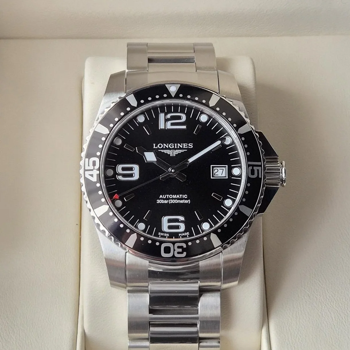 HydroConquest 41 Automatic Stainless Steel / Black / Bracelet