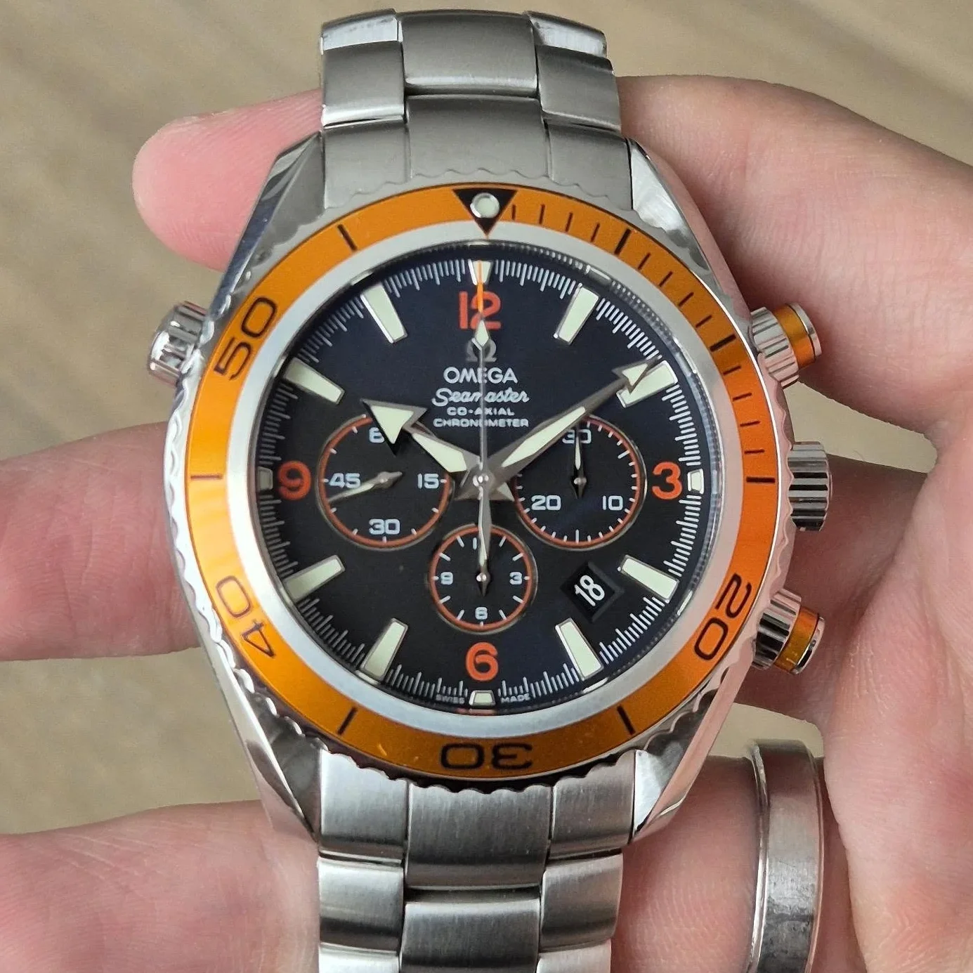 Seamaster Planet Ocean 600M Co-Axial 45.5 Chronograph Stainless Steel / Orange / Rubber
