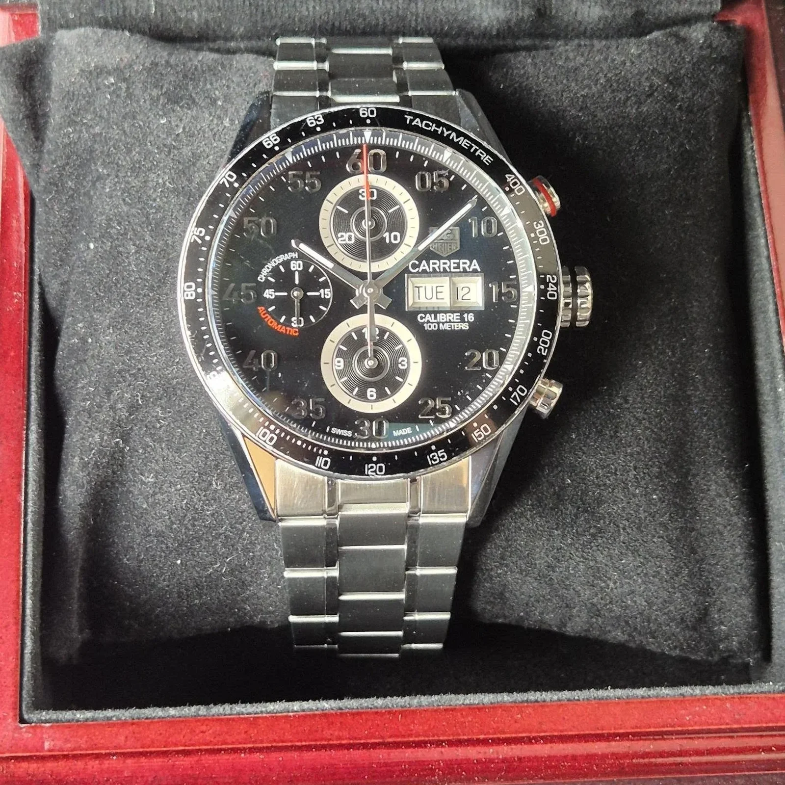 Carrera Calibre 16 Day Date 43 Stainless Steel / Black / Bracelet