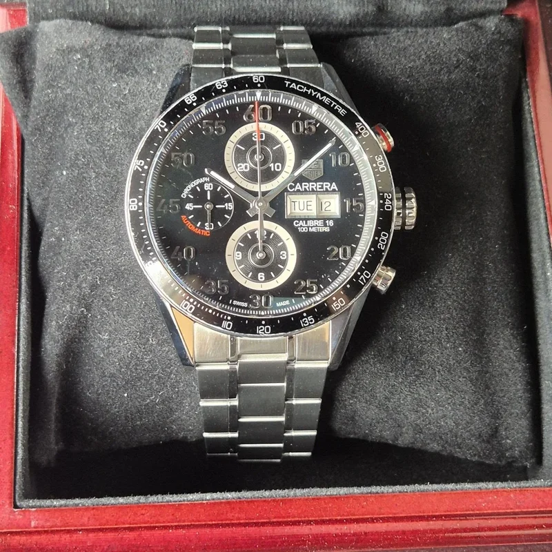 Carrera Calibre 16 Day Date 43 Stainless Steel / Black / Bracelet