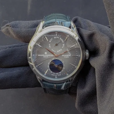 Clifton Baumatic Stainless Steel Moonphase / Blue / Strap