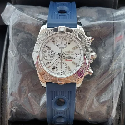 Chronograph Galactic White / Blue Rubber