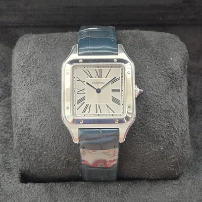 Santos Dumont Large / Blue Alligator Strap