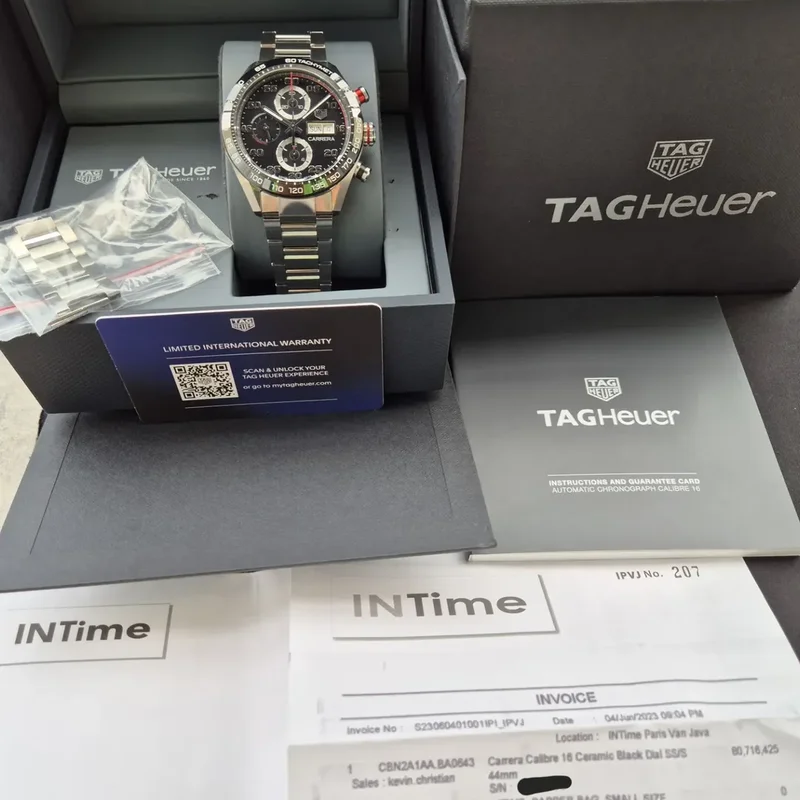 Thumb Carrera Calibre 16 44 Stainless Steel / Black / Bracelet