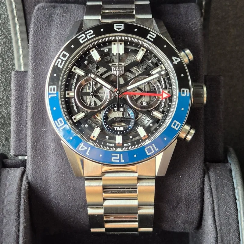 Carrera Calibre Heuer 02 GMT Stainless Steel / Skeleton / Bracelet