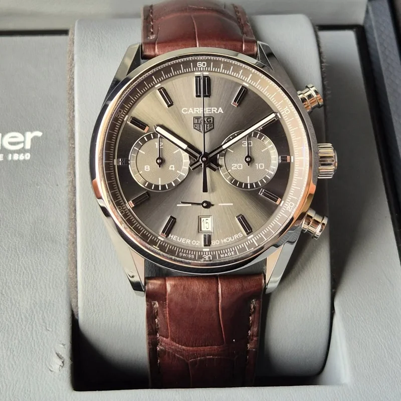 Carrera Calibre Heuer 02 42 Stainless Steel / Grey / Strap
