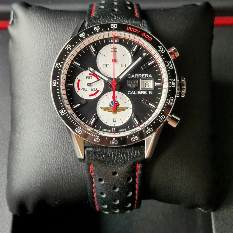 Carrera Calibre 16 41 Stainless Steel / Black Retro / Indy 500