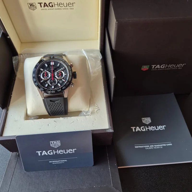 Thumb Carrera Calibre Heuer 02 45 Stainless Steel / Black Ceramic / Skeleton / Rubber