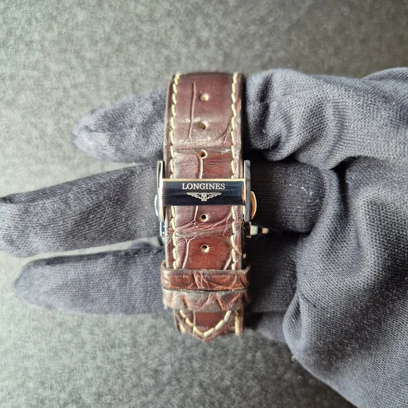 Thumb Master Collection 42 Chronograph Calendar Stainless Steel / Silver-Arabic / Alligator