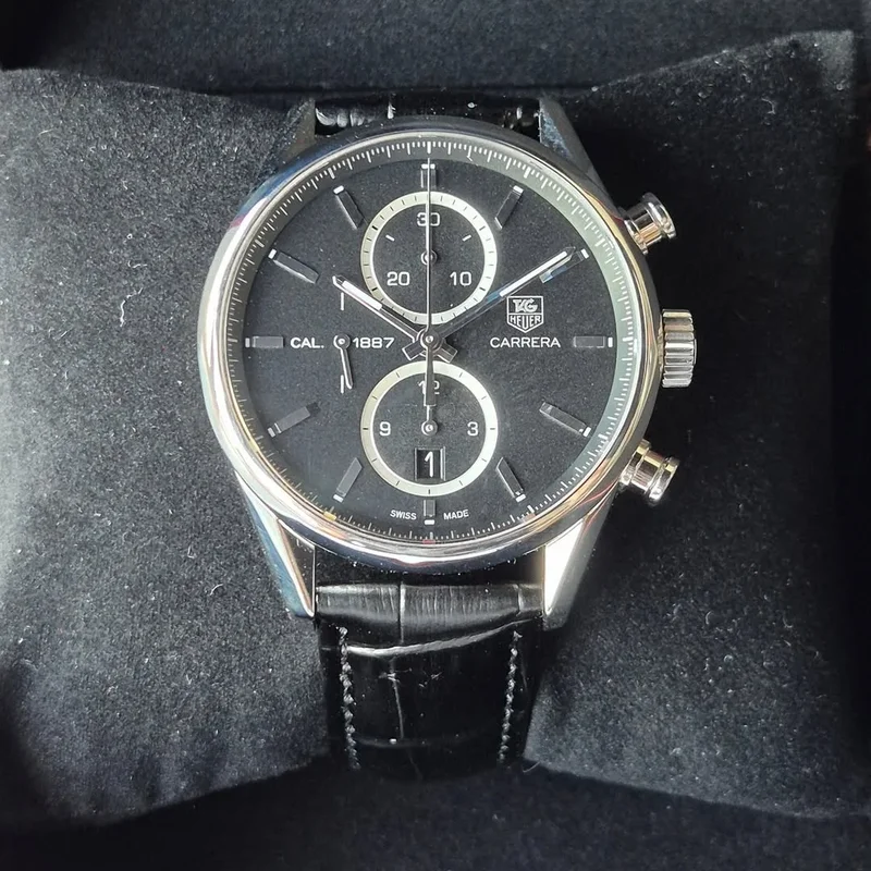 Carrera Calibre 1887 41 Stainless Steel / Black / Alligator