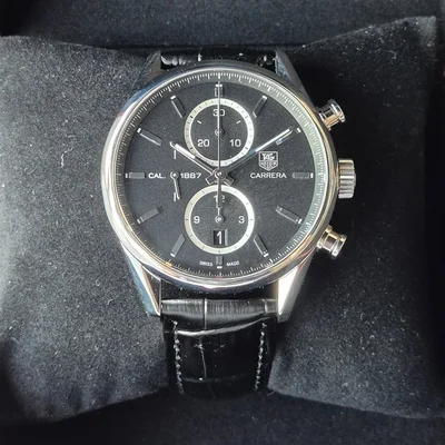 Carrera Calibre 1887 41 Stainless Steel / Black / Alligator