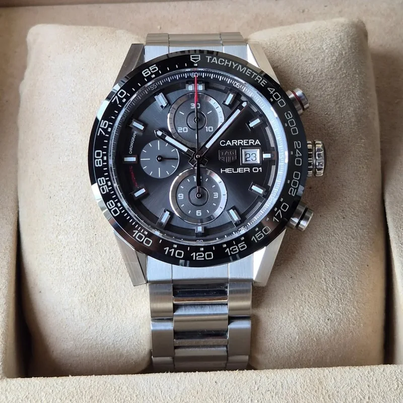 Carrera Calibre Heuer 01 43 Stainless Steel / Grey / Bracelet
