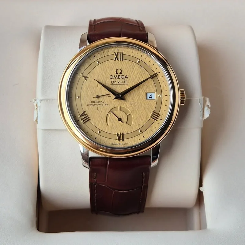 De Ville Prestige Co-Axial 39.5 Power Reserve Stainless Steel / Yellow Gold / Vintage Champagne Silk