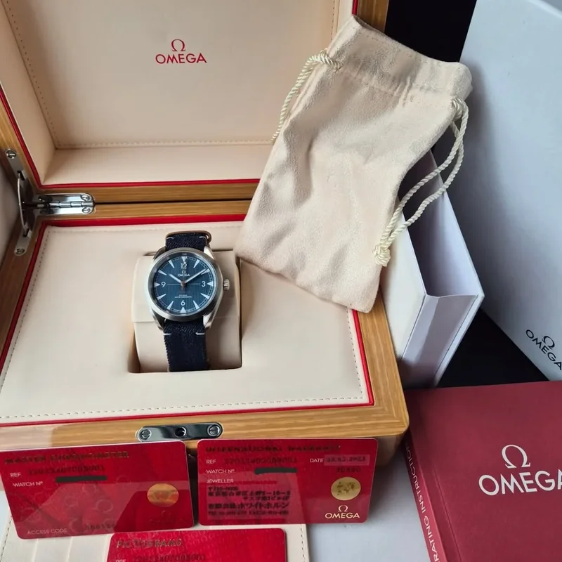 Thumb Railmaster Omega Co-Axial Master Chronometer 40 Stainless Steel / Blue / NATO