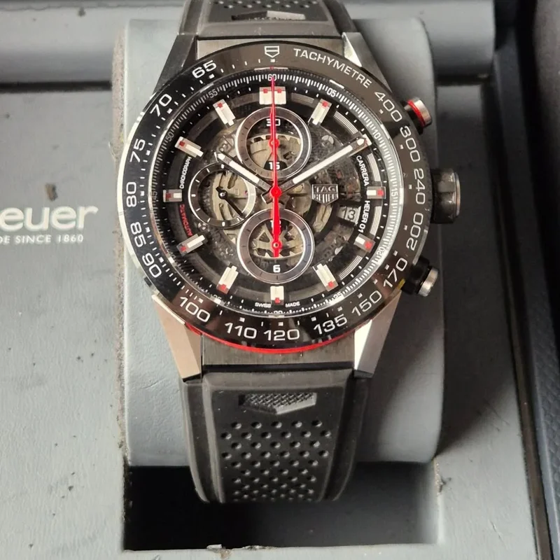 Carrera Calibre Heuer 01 45 Stainless Steel / Skeleton / Rubber