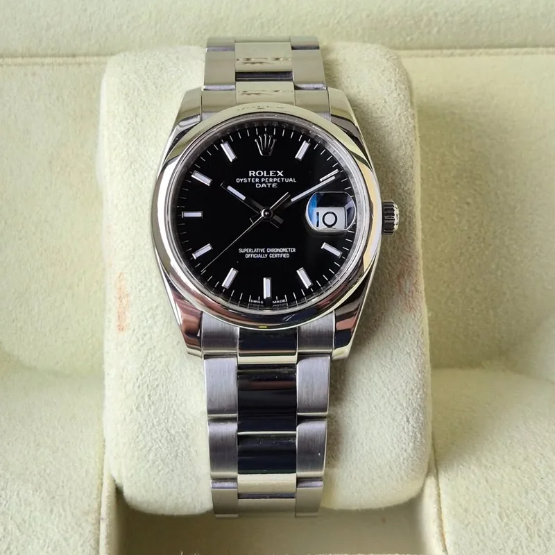 Oyster Perpetual Date 34 Stainless Steel Domed / Oyster / Black