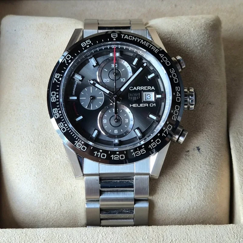 Carrera Calibre Heuer 01 43 Stainless Steel / Grey / Bracelet