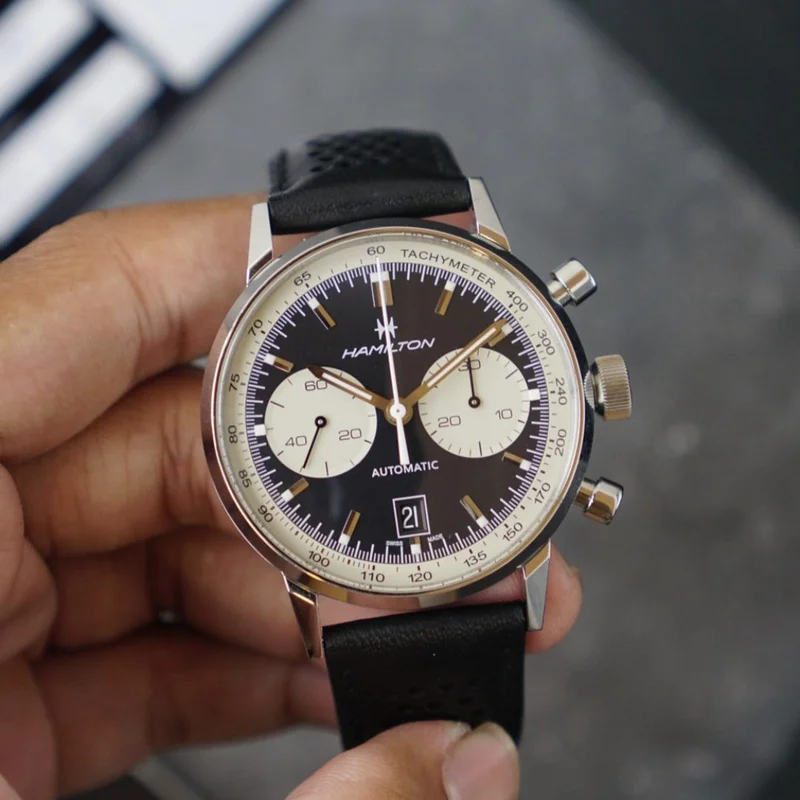 Thumb Intra-Matic 68 Auto Chrono Stainless Steel / Black / Strap